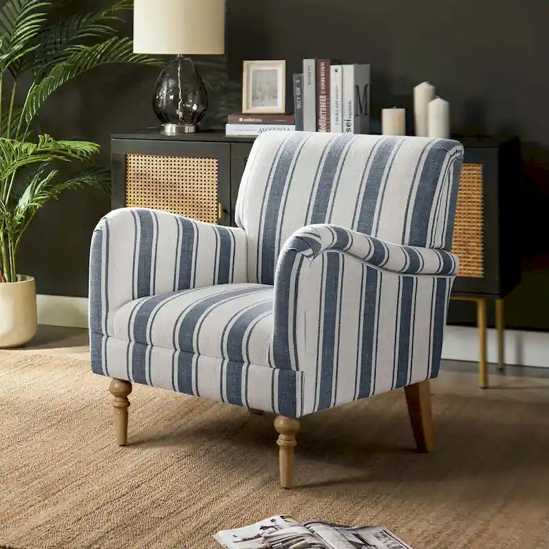 Fauteuil rayé classique et contemporain Seip avec pieds fuseaux par HULALA HOME