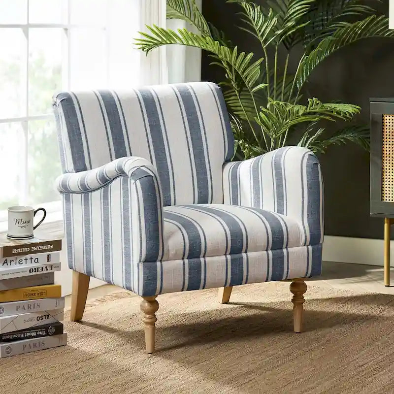 Fauteuil rayé classique et contemporain Seip avec pieds fuseaux par HULALA HOME