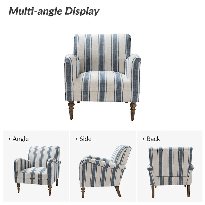 Fauteuil rayé classique et contemporain Seip avec pieds fuseaux par HULALA HOME