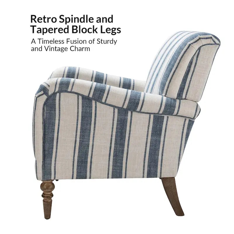 Fauteuil rayé classique et contemporain Seip avec pieds fuseaux par HULALA HOME