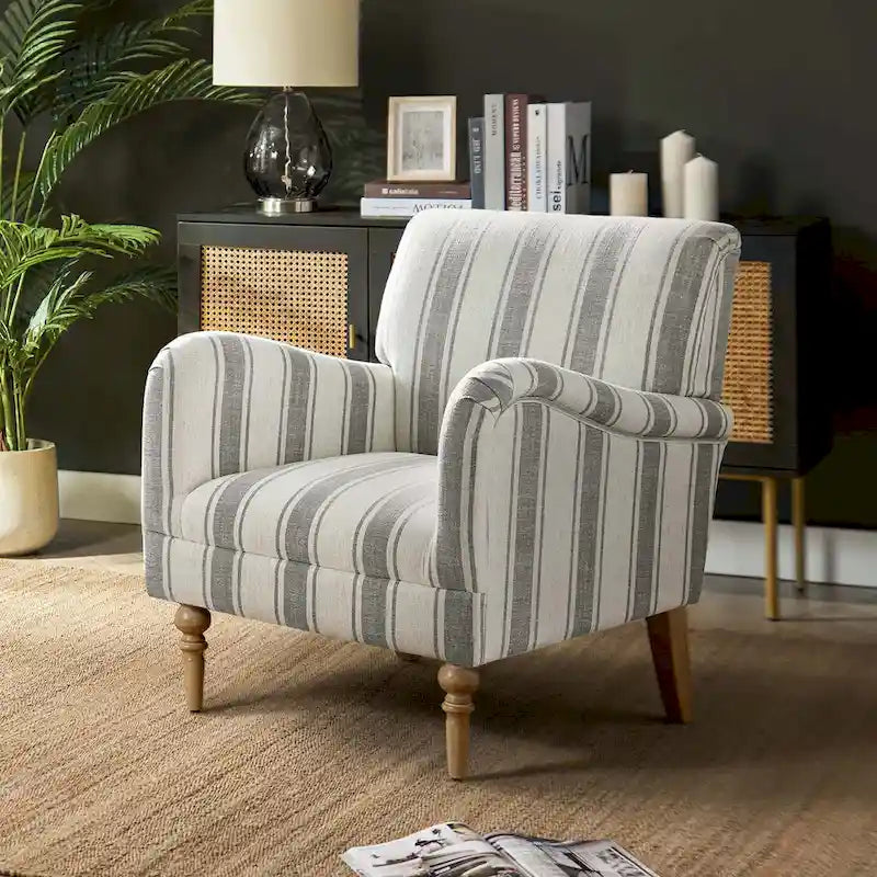 Fauteuil rayé classique et contemporain Seip avec pieds fuseaux par HULALA HOME