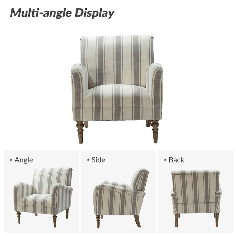 Fauteuil rayé classique et contemporain Seip avec pieds fuseaux par HULALA HOME