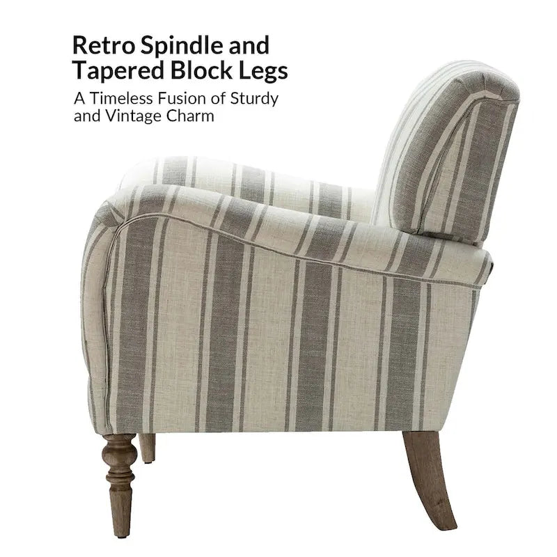 Fauteuil rayé classique et contemporain Seip avec pieds fuseaux par HULALA HOME