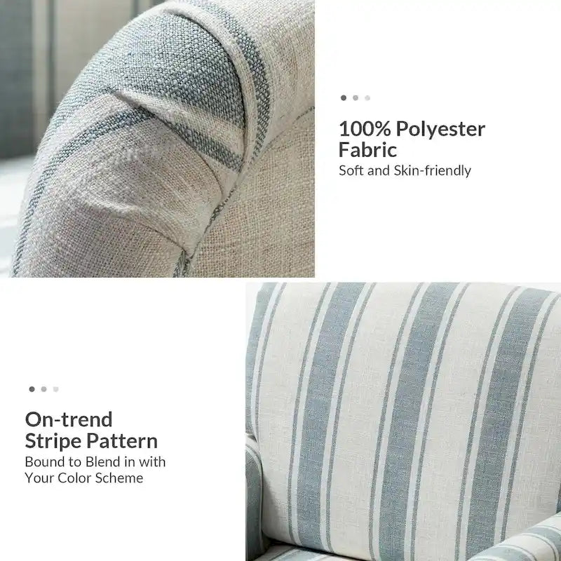Fauteuil rayé classique et contemporain Seip avec pieds fuseaux par HULALA HOME
