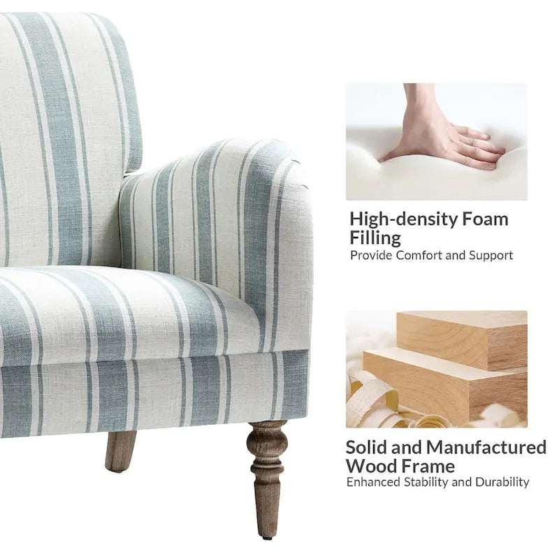 Fauteuil rayé classique et contemporain Seip avec pieds fuseaux par HULALA HOME