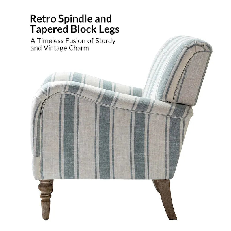 Fauteuil rayé classique et contemporain Seip avec pieds fuseaux par HULALA HOME