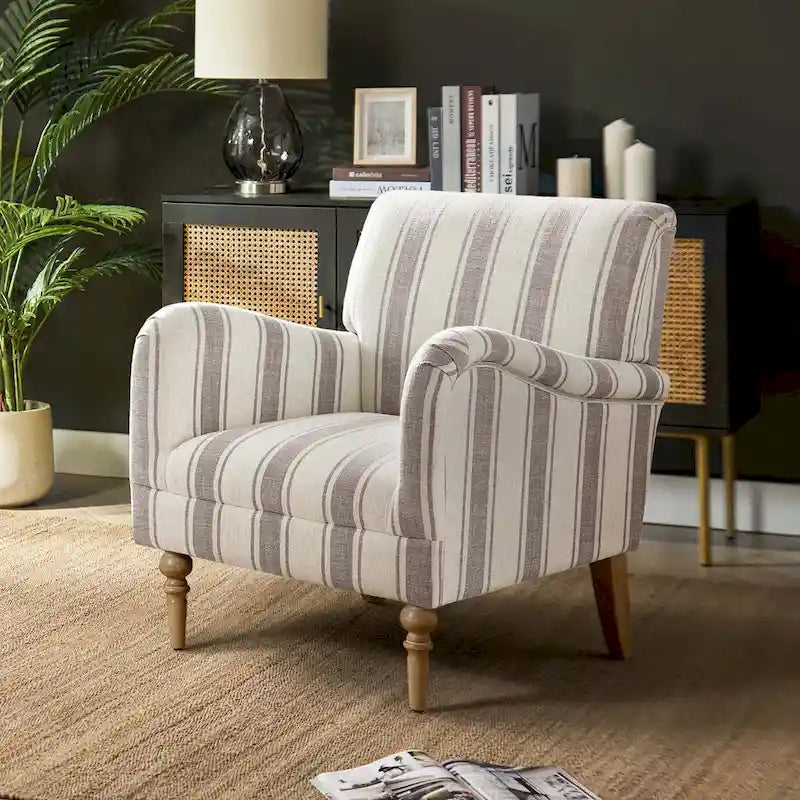 Fauteuil rayé classique et contemporain Seip avec pieds fuseaux par HULALA HOME
