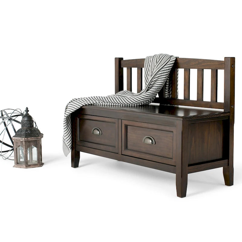 WYNDENHALL Portland Banc de rangement de transition en BOIS MASSIF de 42 pouces de large avec tiroirs – 42 pouces de large