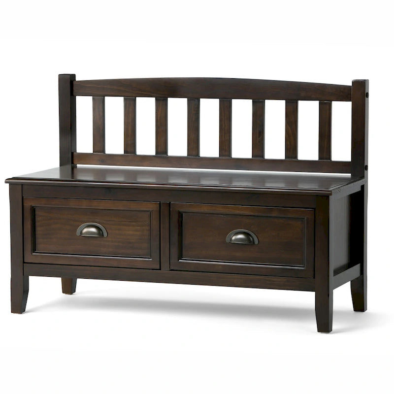WYNDENHALL Portland Banc de rangement de transition en BOIS MASSIF de 42 pouces de large avec tiroirs – 42 pouces de large