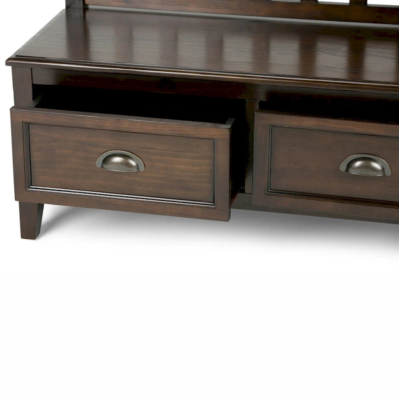 WYNDENHALL Portland Banc de rangement de transition en BOIS MASSIF de 42 pouces de large avec tiroirs – 42 pouces de large