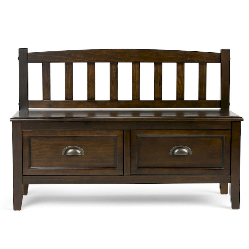 WYNDENHALL Portland Banc de rangement de transition en BOIS MASSIF de 42 pouces de large avec tiroirs – 42 pouces de large