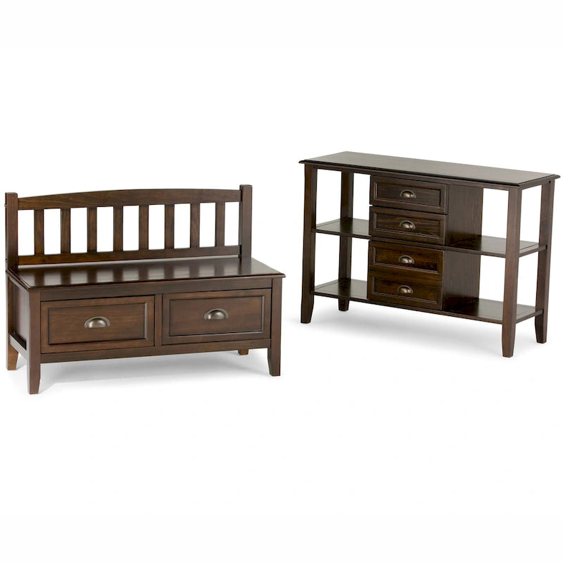 WYNDENHALL Portland Banc de rangement de transition en BOIS MASSIF de 42 pouces de large avec tiroirs – 42 pouces de large