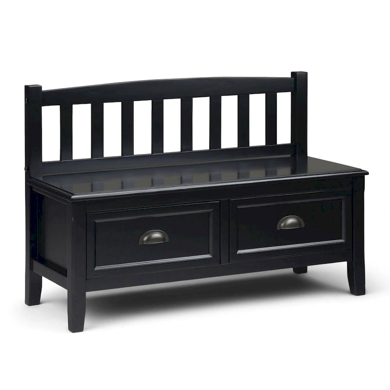 WYNDENHALL Portland Banc de rangement de transition en BOIS MASSIF de 42 pouces de large avec tiroirs – 42 pouces de large