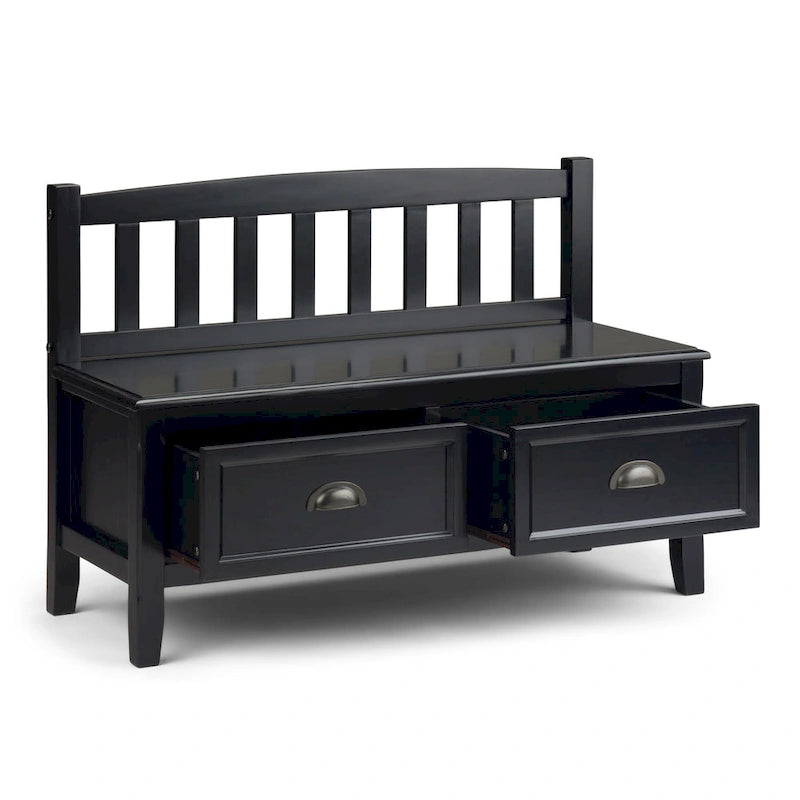 WYNDENHALL Portland Banc de rangement de transition en BOIS MASSIF de 42 pouces de large avec tiroirs – 42 pouces de large