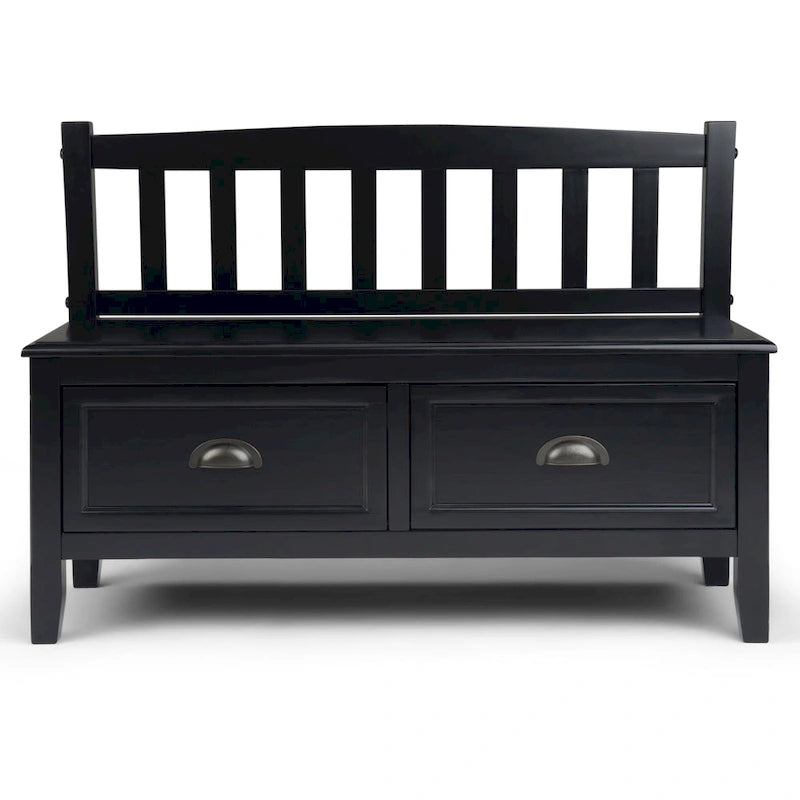 WYNDENHALL Portland Banc de rangement de transition en BOIS MASSIF de 42 pouces de large avec tiroirs – 42 pouces de large
