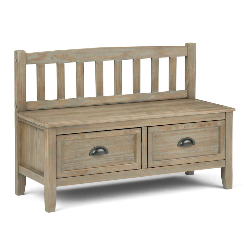 WYNDENHALL Portland Banc de rangement de transition en BOIS MASSIF de 42 pouces de large avec tiroirs – 42 pouces de large