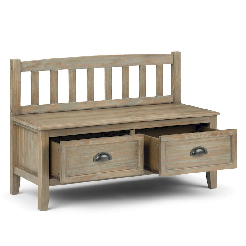 WYNDENHALL Portland Banc de rangement de transition en BOIS MASSIF de 42 pouces de large avec tiroirs – 42 pouces de large