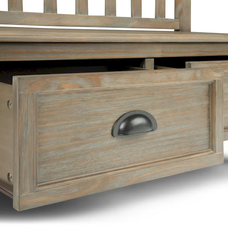 WYNDENHALL Portland Banc de rangement de transition en BOIS MASSIF de 42 pouces de large avec tiroirs – 42 pouces de large