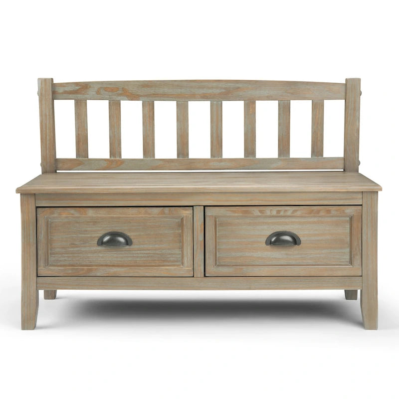 WYNDENHALL Portland Banc de rangement de transition en BOIS MASSIF de 42 pouces de large avec tiroirs – 42 pouces de large