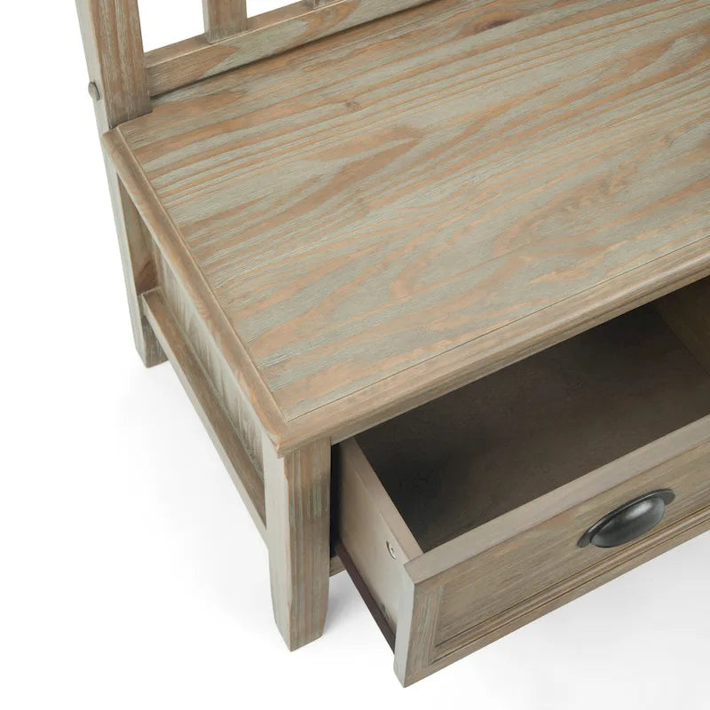 WYNDENHALL Portland Banc de rangement de transition en BOIS MASSIF de 42 pouces de large avec tiroirs – 42 pouces de large