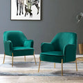 Lot de 2 fauteuils d'appoint Marina en velours moderne avec pieds dorés par HULALA HOME