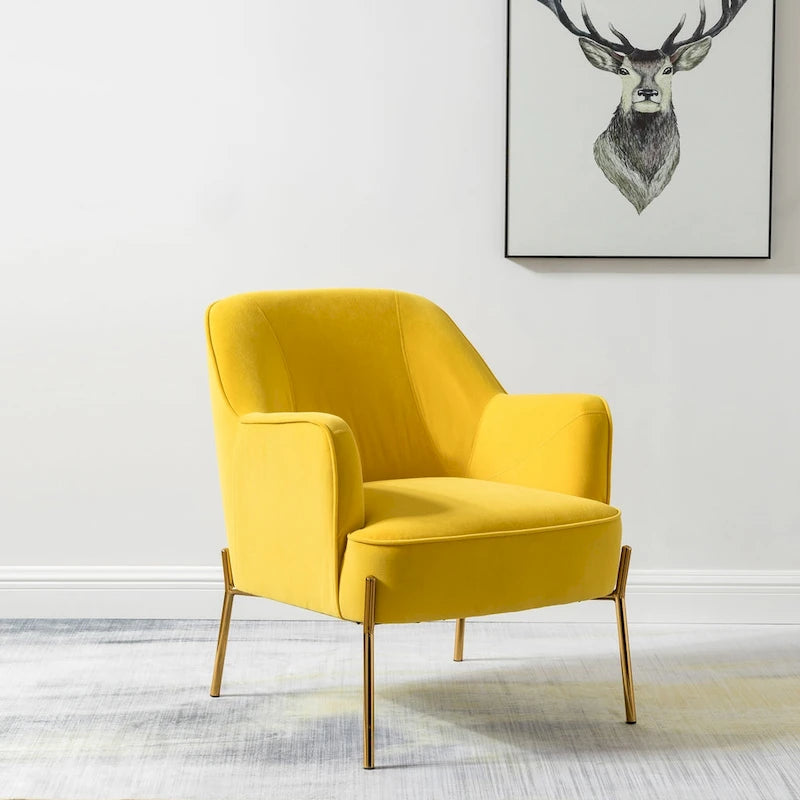 Lot de 2 fauteuils d'appoint Marina en velours moderne avec pieds dorés par HULALA HOME