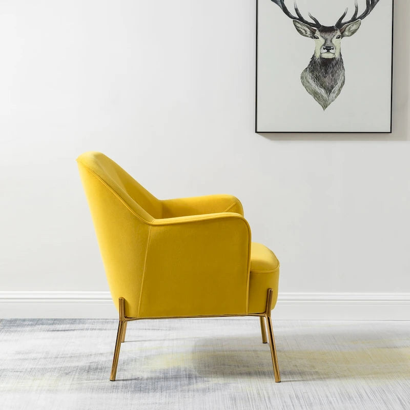 Lot de 2 fauteuils d'appoint Marina en velours moderne avec pieds dorés par HULALA HOME