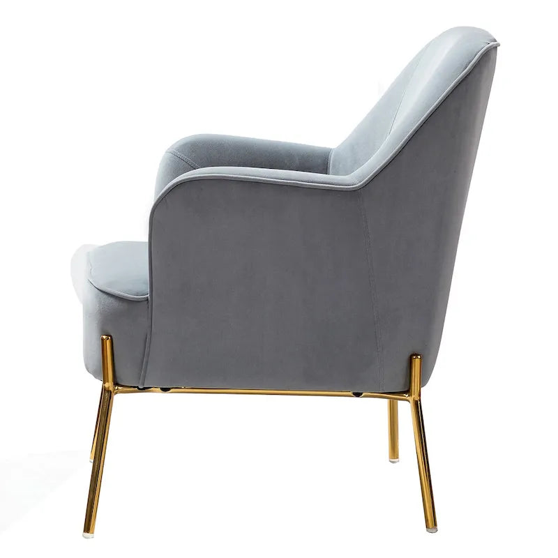 Lot de 2 fauteuils d'appoint Marina en velours moderne avec pieds dorés par HULALA HOME