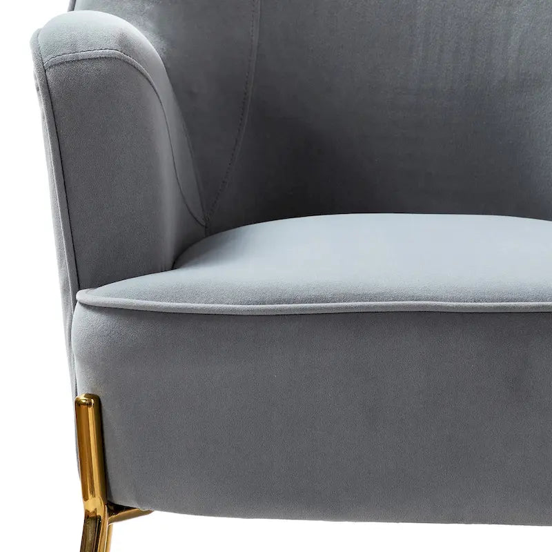 Lot de 2 fauteuils d'appoint Marina en velours moderne avec pieds dorés par HULALA HOME