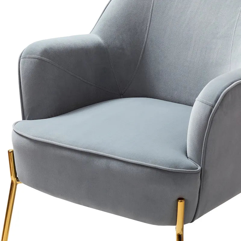 Lot de 2 fauteuils d'appoint Marina en velours moderne avec pieds dorés par HULALA HOME
