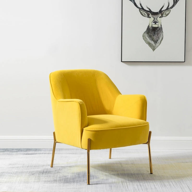 Lot de 2 fauteuils d'appoint Marina en velours moderne avec pieds dorés par HULALA HOME