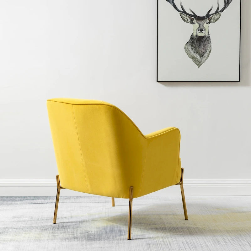 Lot de 2 fauteuils d'appoint Marina en velours moderne avec pieds dorés par HULALA HOME
