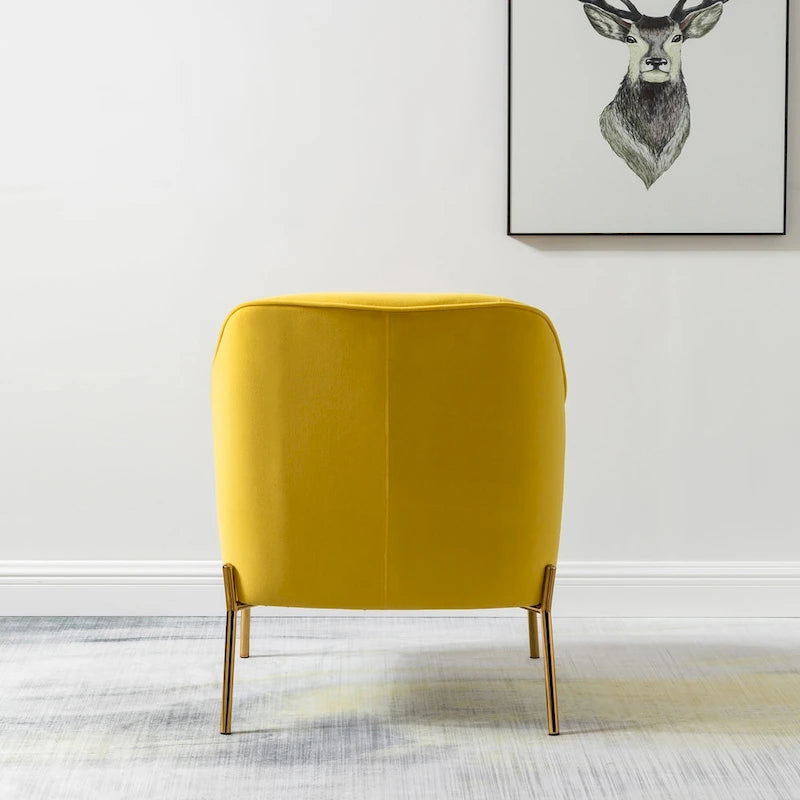 Lot de 2 fauteuils d'appoint Marina en velours moderne avec pieds dorés par HULALA HOME