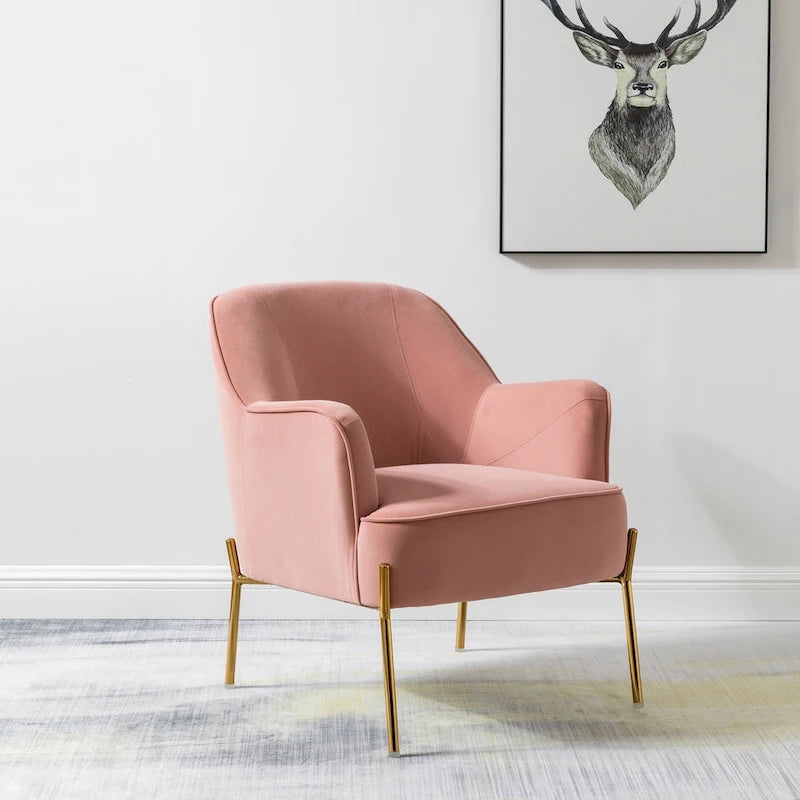Lot de 2 fauteuils d'appoint Marina en velours moderne avec pieds dorés par HULALA HOME