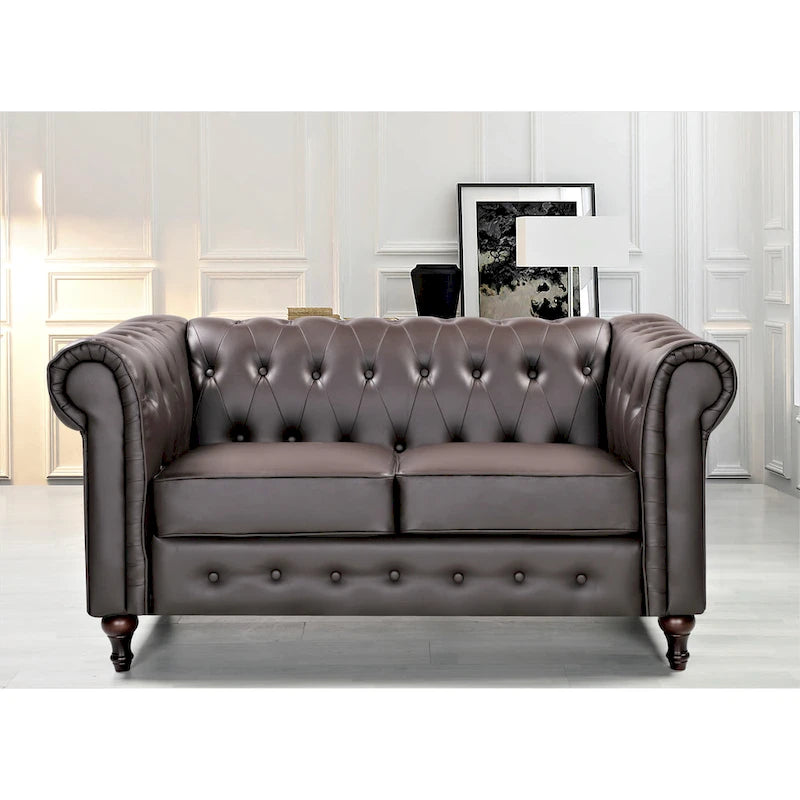 Ensemble de salon 3 pièces classique Chesterfield Brooks - Fauteuil, causeuse et canapé