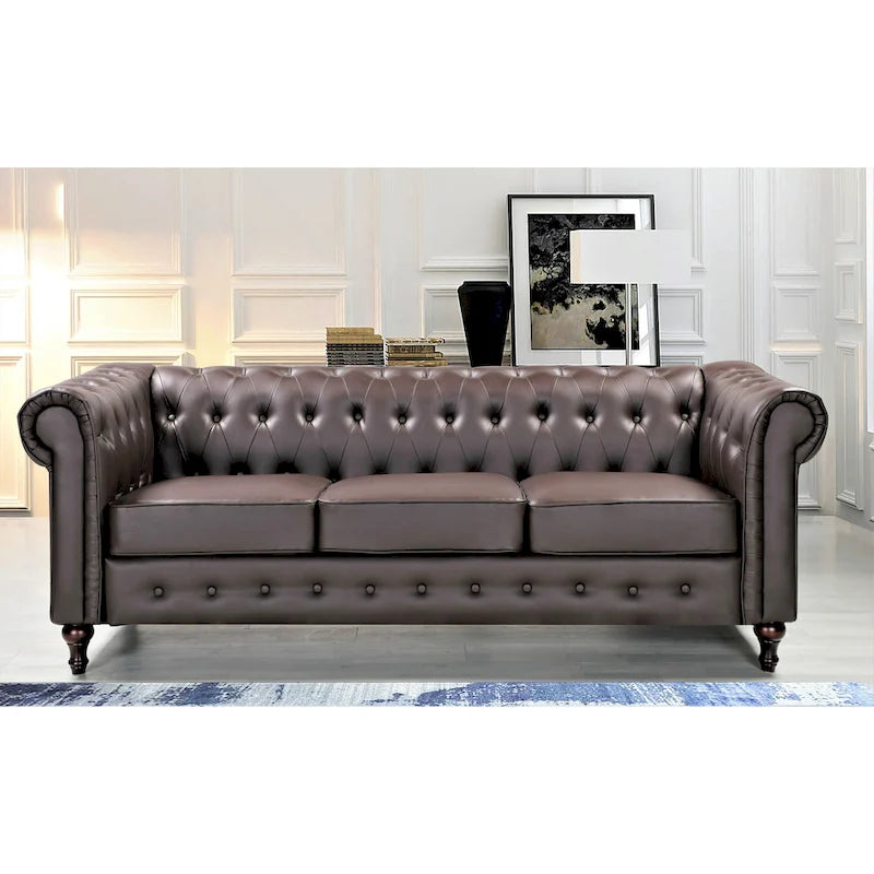 Ensemble de salon 3 pièces classique Chesterfield Brooks - Fauteuil, causeuse et canapé