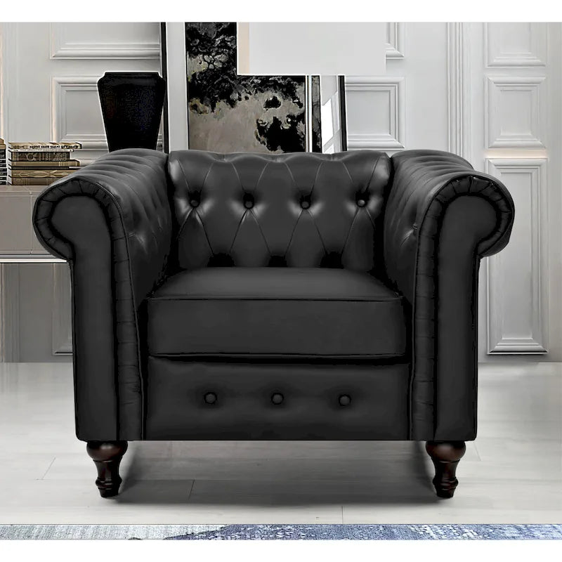 Ensemble de salon 3 pièces classique Chesterfield Brooks - Fauteuil, causeuse et canapé