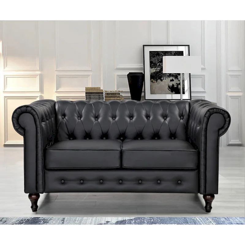 Ensemble de salon 3 pièces classique Chesterfield Brooks - Fauteuil, causeuse et canapé