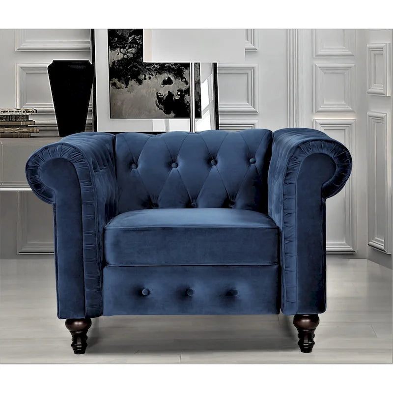 Ensemble de salon 3 pièces classique Chesterfield Brooks - Fauteuil, causeuse et canapé