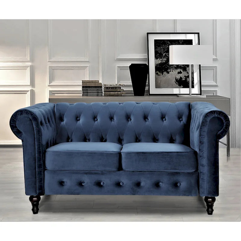 Ensemble de salon 3 pièces classique Chesterfield Brooks - Fauteuil, causeuse et canapé
