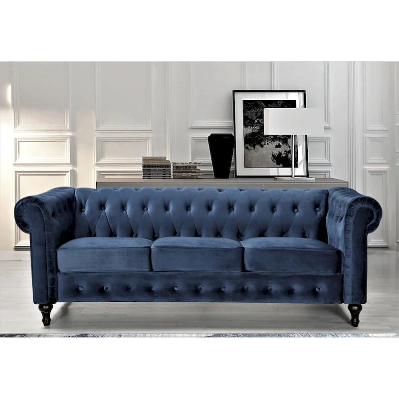 Ensemble de salon 3 pièces classique Chesterfield Brooks - Fauteuil, causeuse et canapé