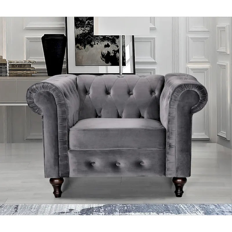 Ensemble de salon 3 pièces classique Chesterfield Brooks - Fauteuil, causeuse et canapé