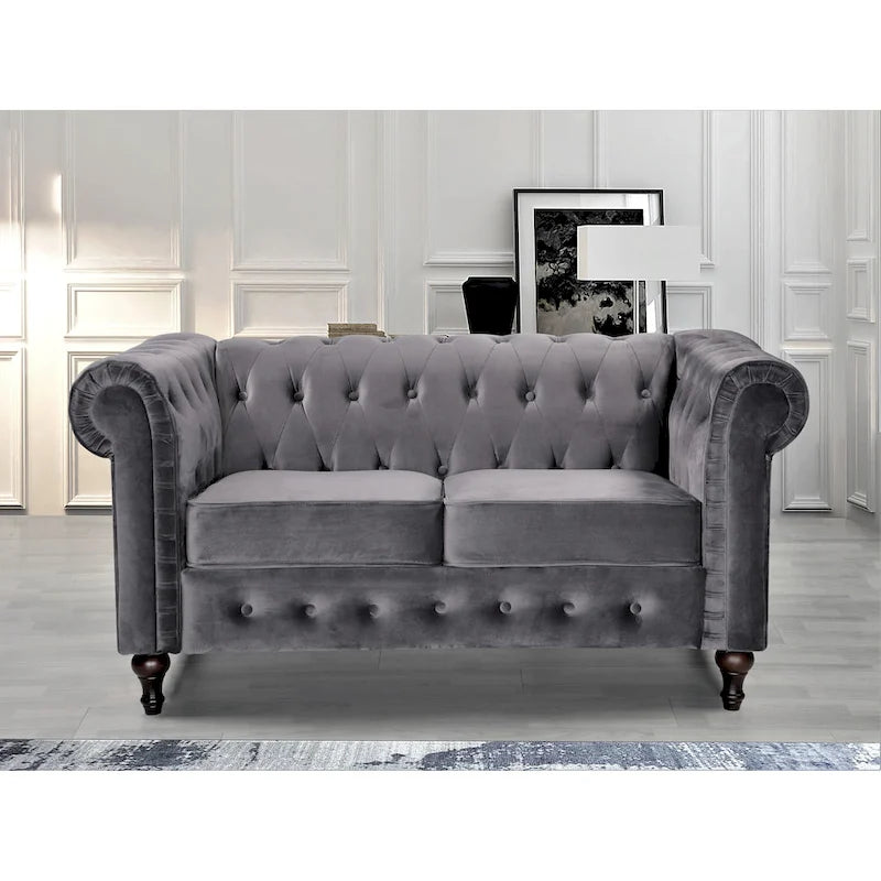 Ensemble de salon 3 pièces classique Chesterfield Brooks - Fauteuil, causeuse et canapé