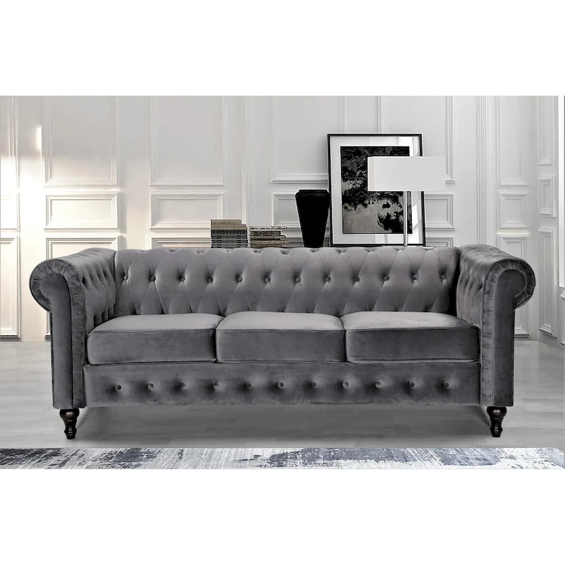 Ensemble de salon 3 pièces classique Chesterfield Brooks - Fauteuil, causeuse et canapé