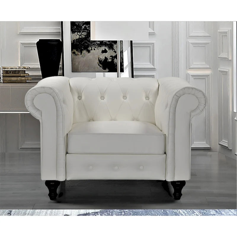 Ensemble de salon 3 pièces classique Chesterfield Brooks - Fauteuil, causeuse et canapé