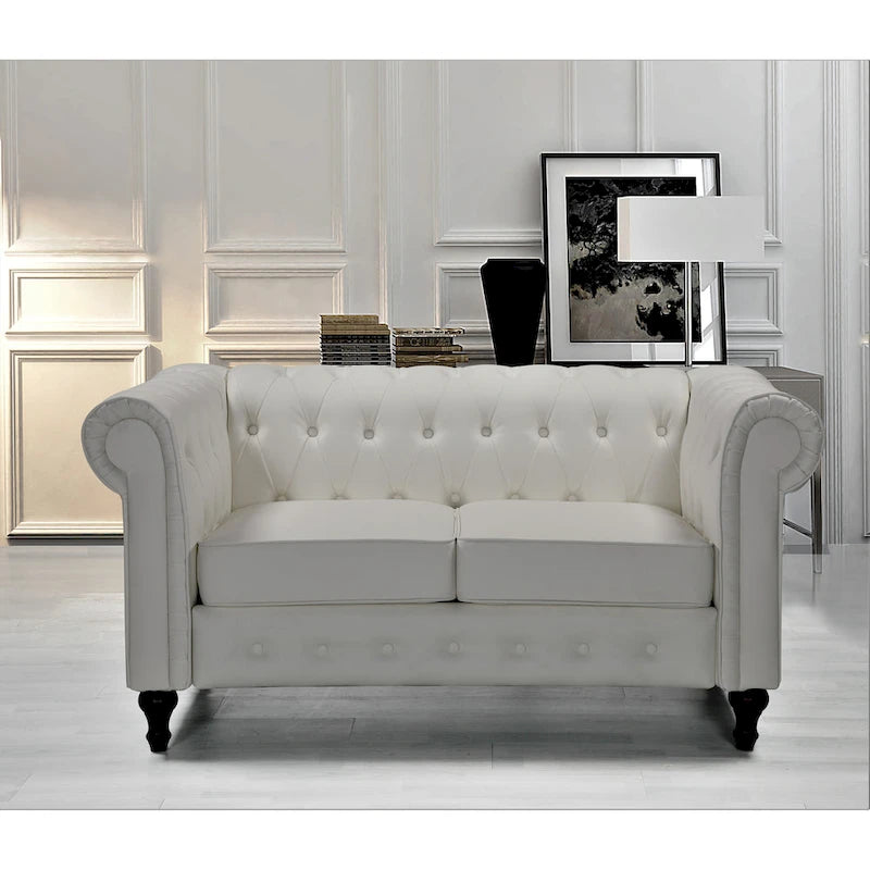 Ensemble de salon 3 pièces classique Chesterfield Brooks - Fauteuil, causeuse et canapé