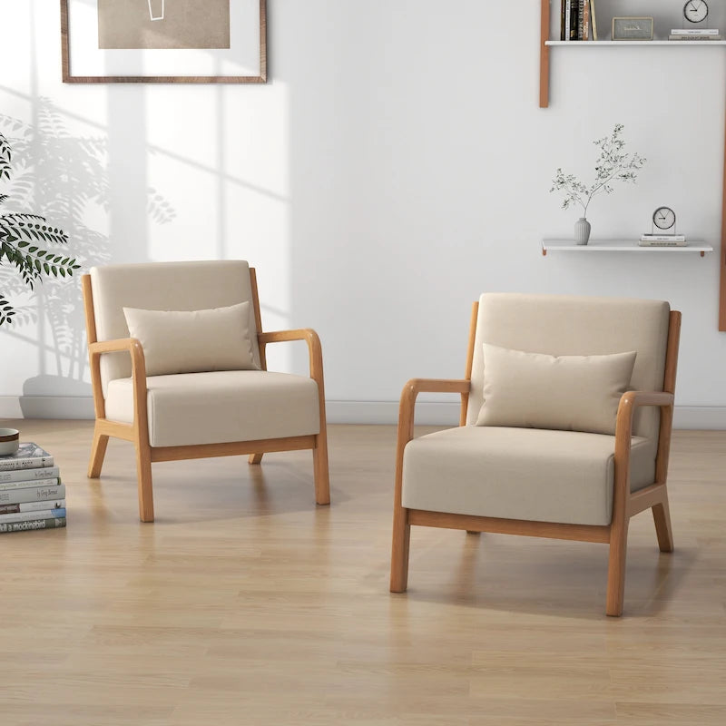 Lot de 2 fauteuils d'appoint rembourrés Leon Mid-Century Modern