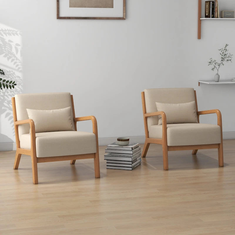 Lot de 2 fauteuils d'appoint rembourrés Leon Mid-Century Modern