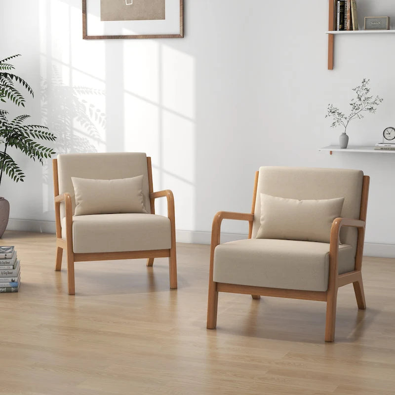 Lot de 2 fauteuils d'appoint rembourrés Leon Mid-Century Modern