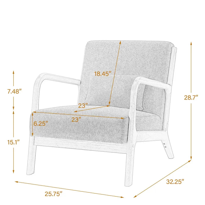Lot de 2 fauteuils d'appoint rembourrés Leon Mid-Century Modern